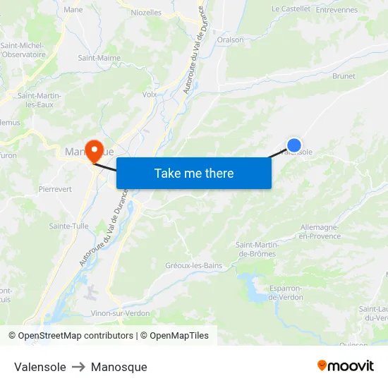 Valensole to Manosque map