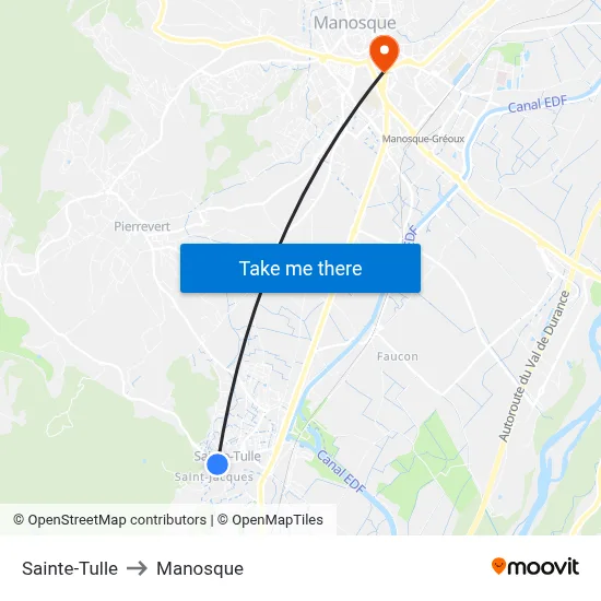 Sainte-Tulle to Manosque map
