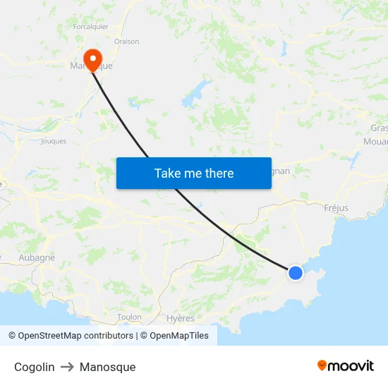 Cogolin to Manosque map