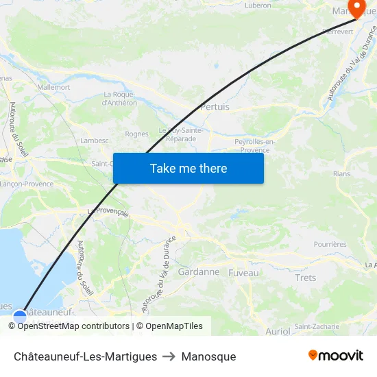 Châteauneuf-Les-Martigues to Manosque map