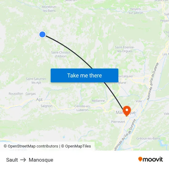 Sault to Manosque map