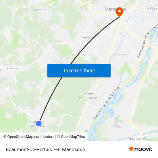 Beaumont-De-Pertuis to Manosque map