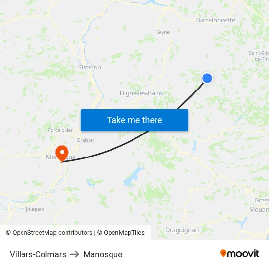 Villars-Colmars to Manosque map