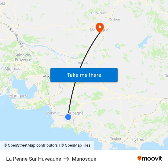 La Penne-Sur-Huveaune to Manosque map