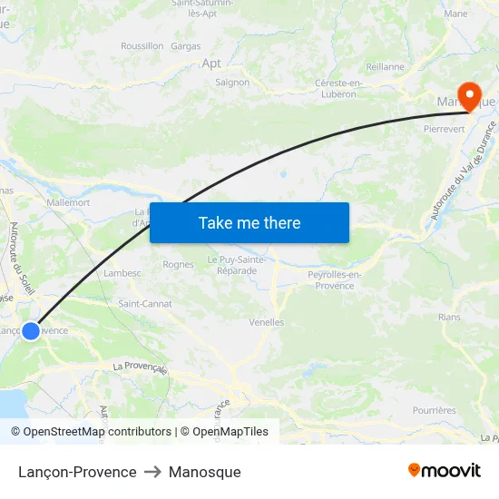 Lançon-Provence to Manosque map