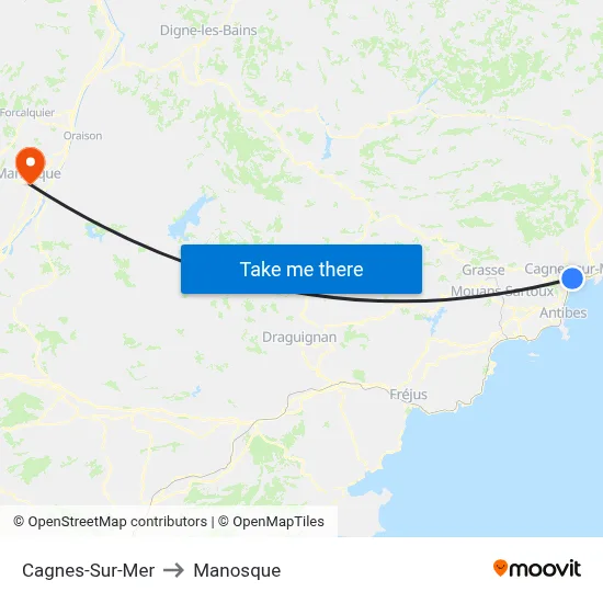 Cagnes-Sur-Mer to Manosque map