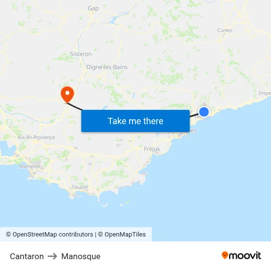 Cantaron to Manosque map