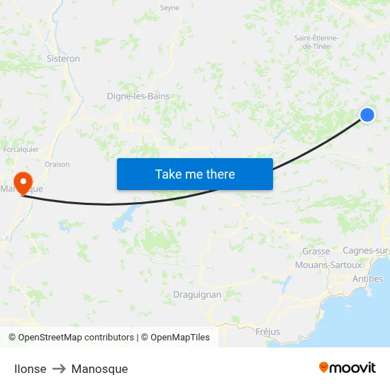 Ilonse to Manosque map