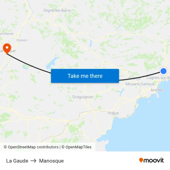 La Gaude to Manosque map