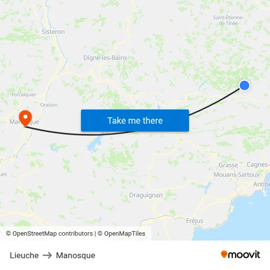 Lieuche to Manosque map