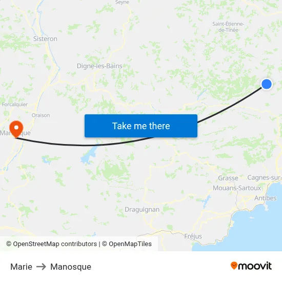 Marie to Manosque map