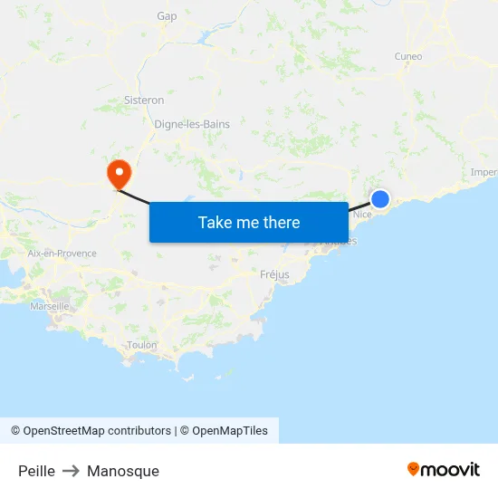 Peille to Manosque map