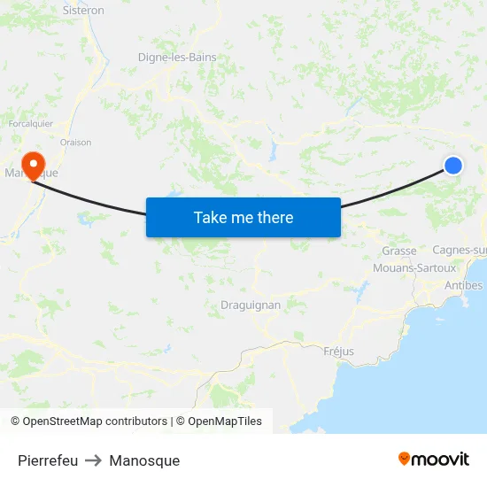 Pierrefeu to Manosque map
