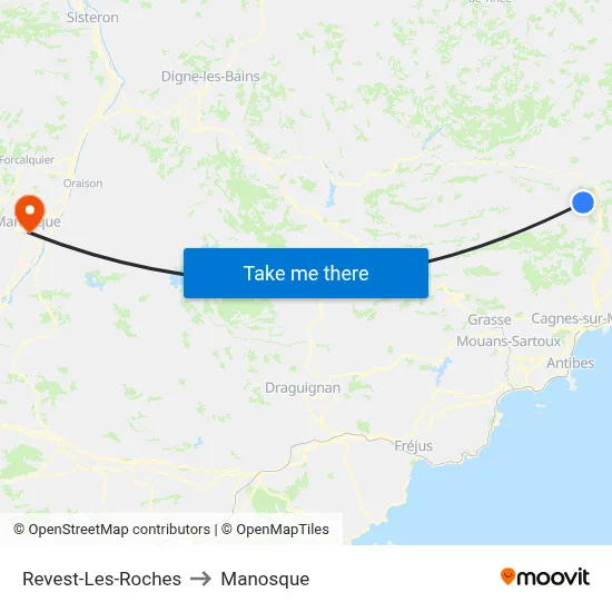 Revest-Les-Roches to Manosque map