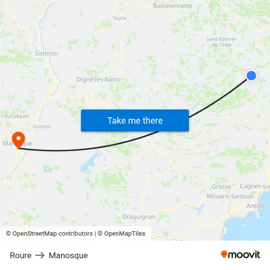 Roure to Manosque map