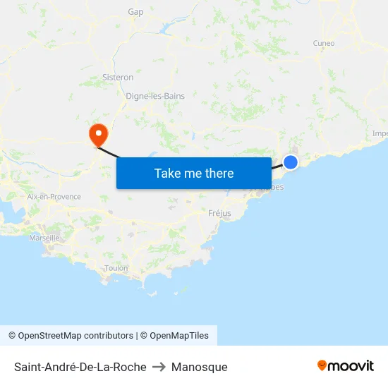 Saint-André-De-La-Roche to Manosque map