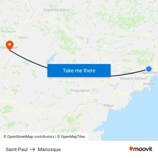 Saint-Paul to Manosque map
