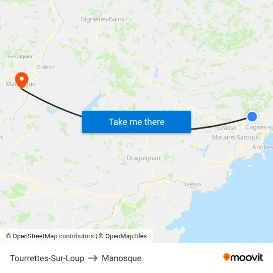 Tourrettes-Sur-Loup to Manosque map