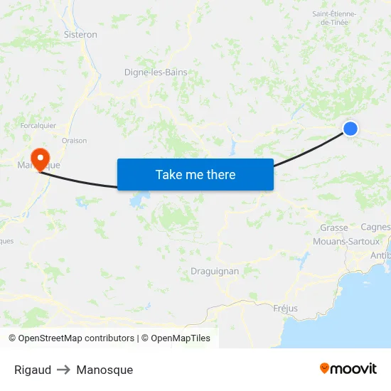 Rigaud to Manosque map