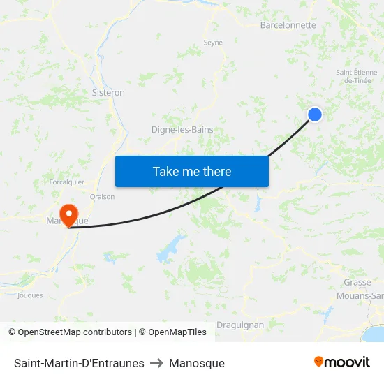 Saint-Martin-D'Entraunes to Manosque map