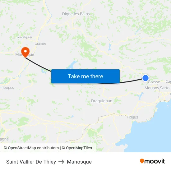 Saint-Vallier-De-Thiey to Manosque map