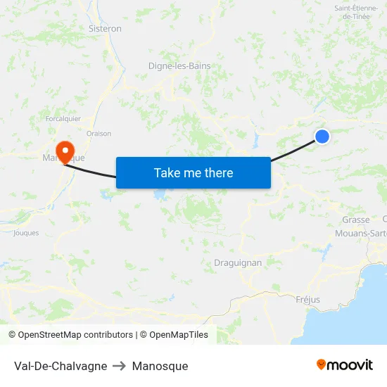 Val-De-Chalvagne to Manosque map