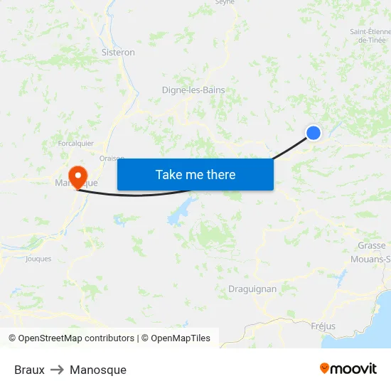 Braux to Manosque map