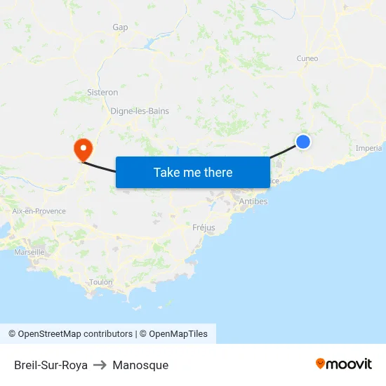 Breil-Sur-Roya to Manosque map