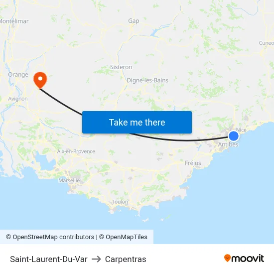 Saint-Laurent-Du-Var to Carpentras map
