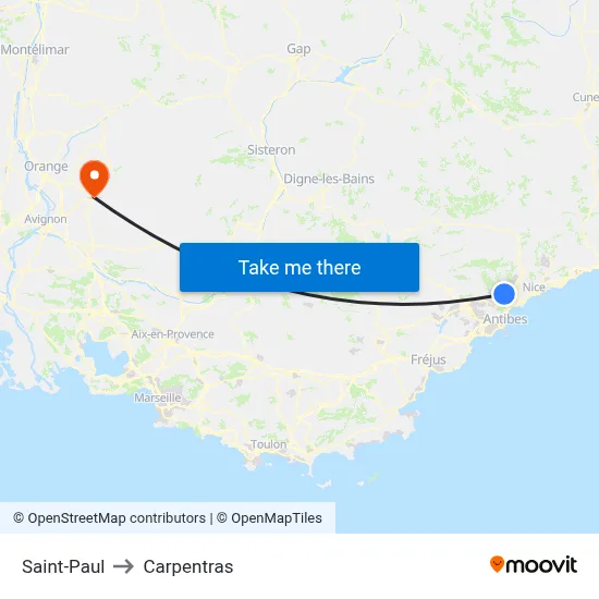 Saint-Paul to Carpentras map