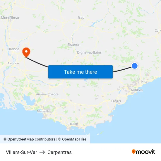 Villars-Sur-Var to Carpentras map