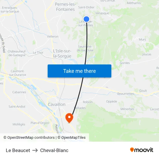 Le Beaucet to Cheval-Blanc map