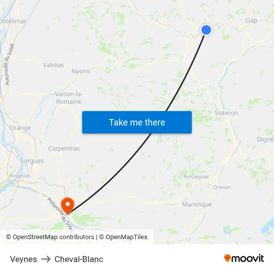Veynes to Cheval-Blanc map