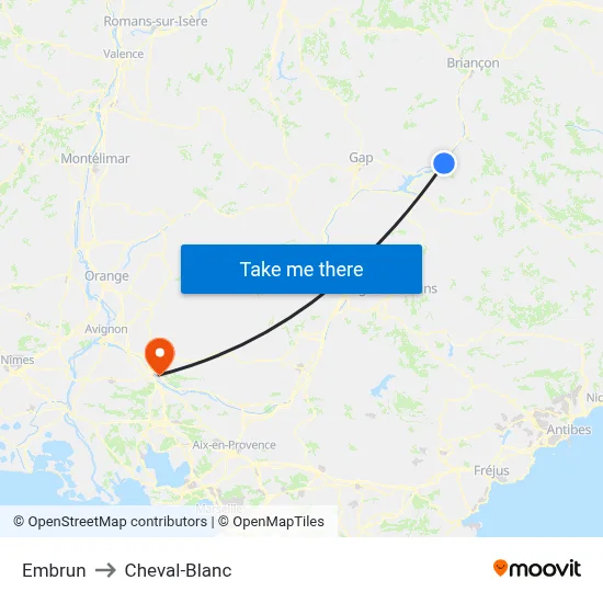 Embrun to Cheval-Blanc map