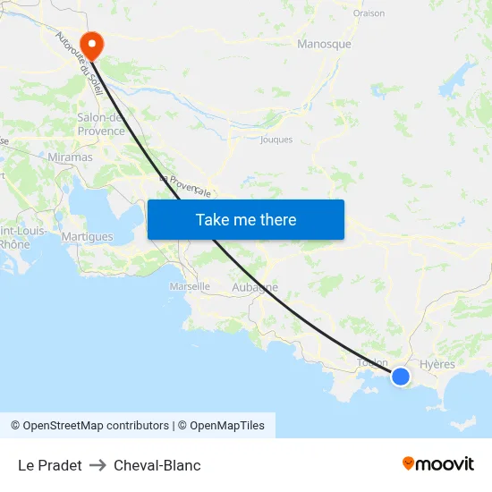 Le Pradet to Cheval-Blanc map