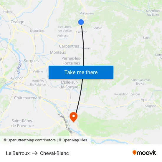 Le Barroux to Cheval-Blanc map