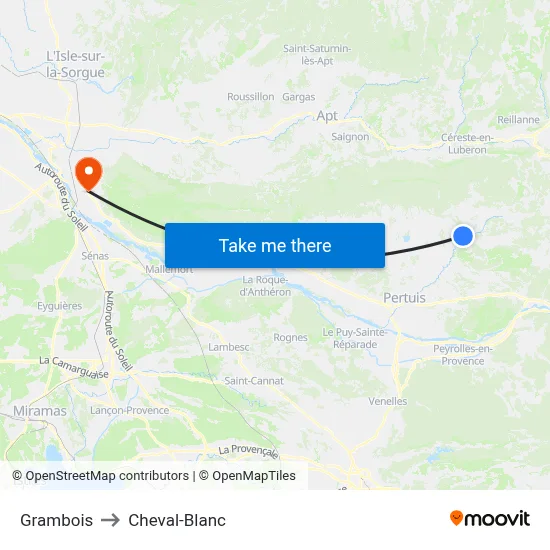 Grambois to Cheval-Blanc map