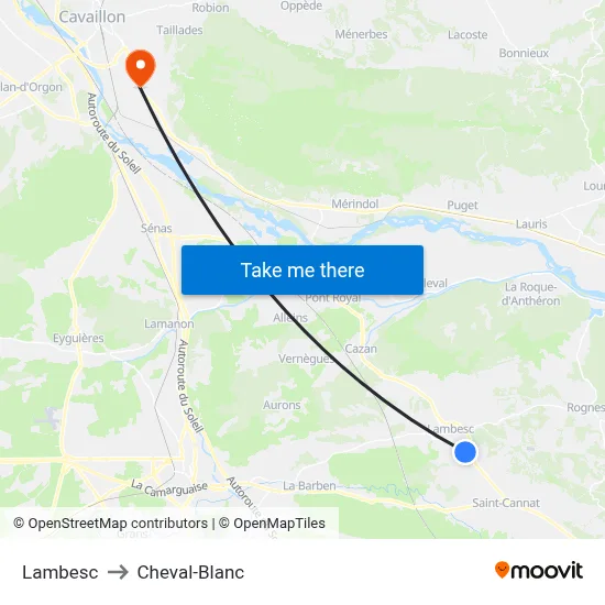 Lambesc to Cheval-Blanc map