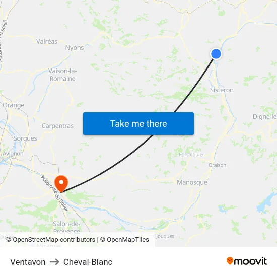 Ventavon to Cheval-Blanc map