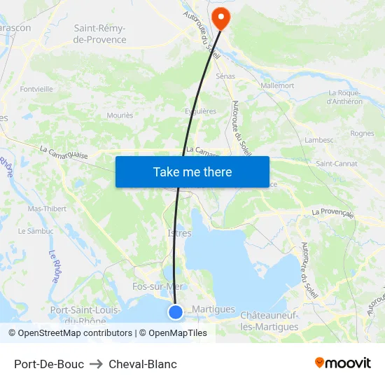 Port-De-Bouc to Cheval-Blanc map