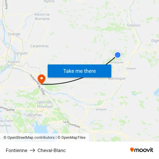 Fontienne to Cheval-Blanc map