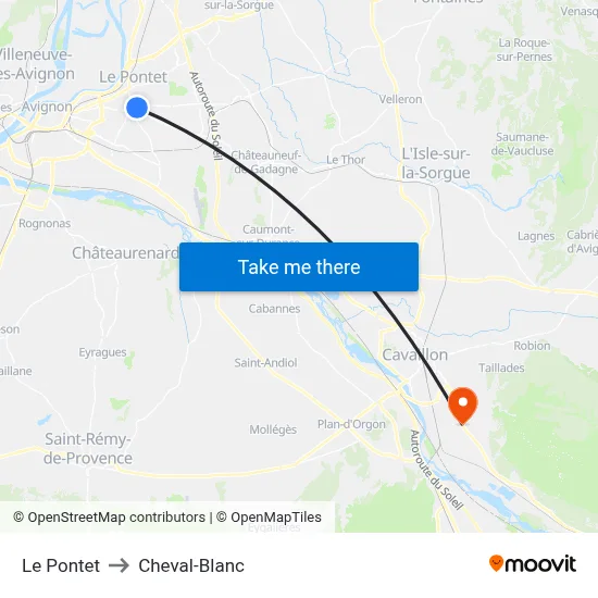 Le Pontet to Cheval-Blanc map