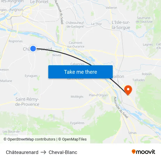 Châteaurenard to Cheval-Blanc map