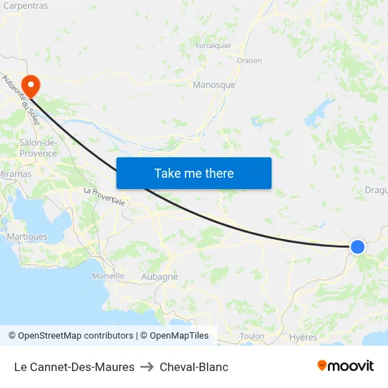 Le Cannet-Des-Maures to Cheval-Blanc map
