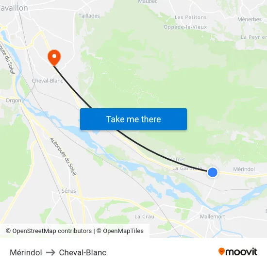 Mérindol to Cheval-Blanc map