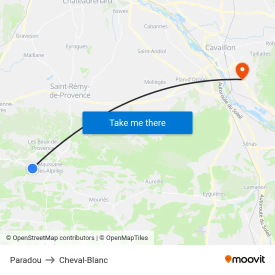 Paradou to Cheval-Blanc map