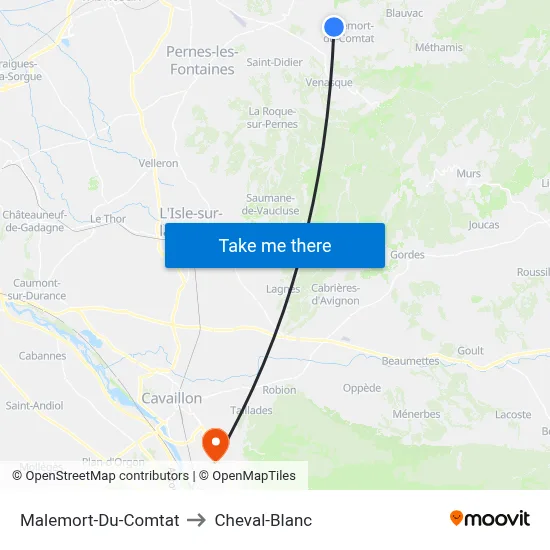 Malemort-Du-Comtat to Cheval-Blanc map