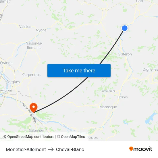 Monêtier-Allemont to Cheval-Blanc map