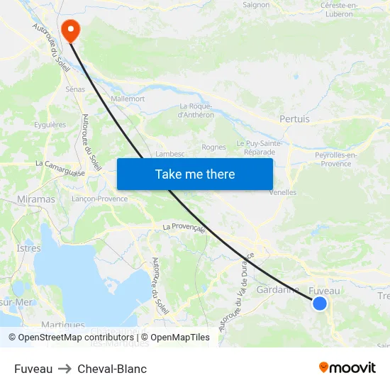 Fuveau to Cheval-Blanc map