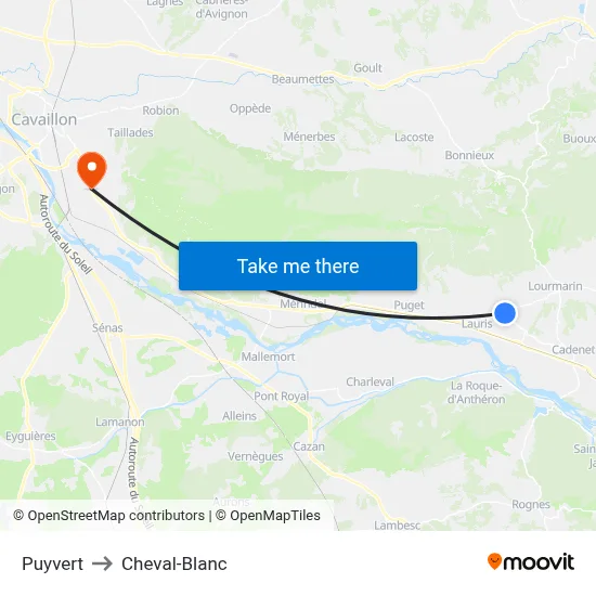 Puyvert to Cheval-Blanc map